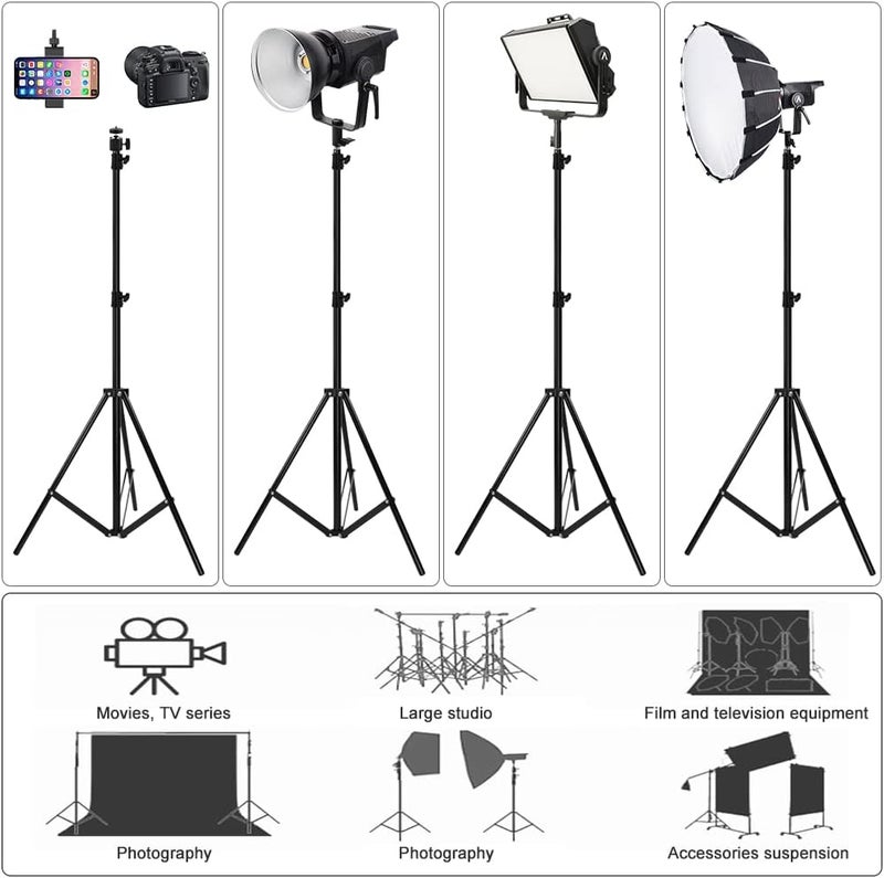 ITOTIN Aluminum Alloy Photography Tripod Stand, 9.19 Feet/2.8m Studio Lighting Tripod Stand for Video Lights, Photography Lights, Reflectors, Softboxes, Umbrellas - Image 3